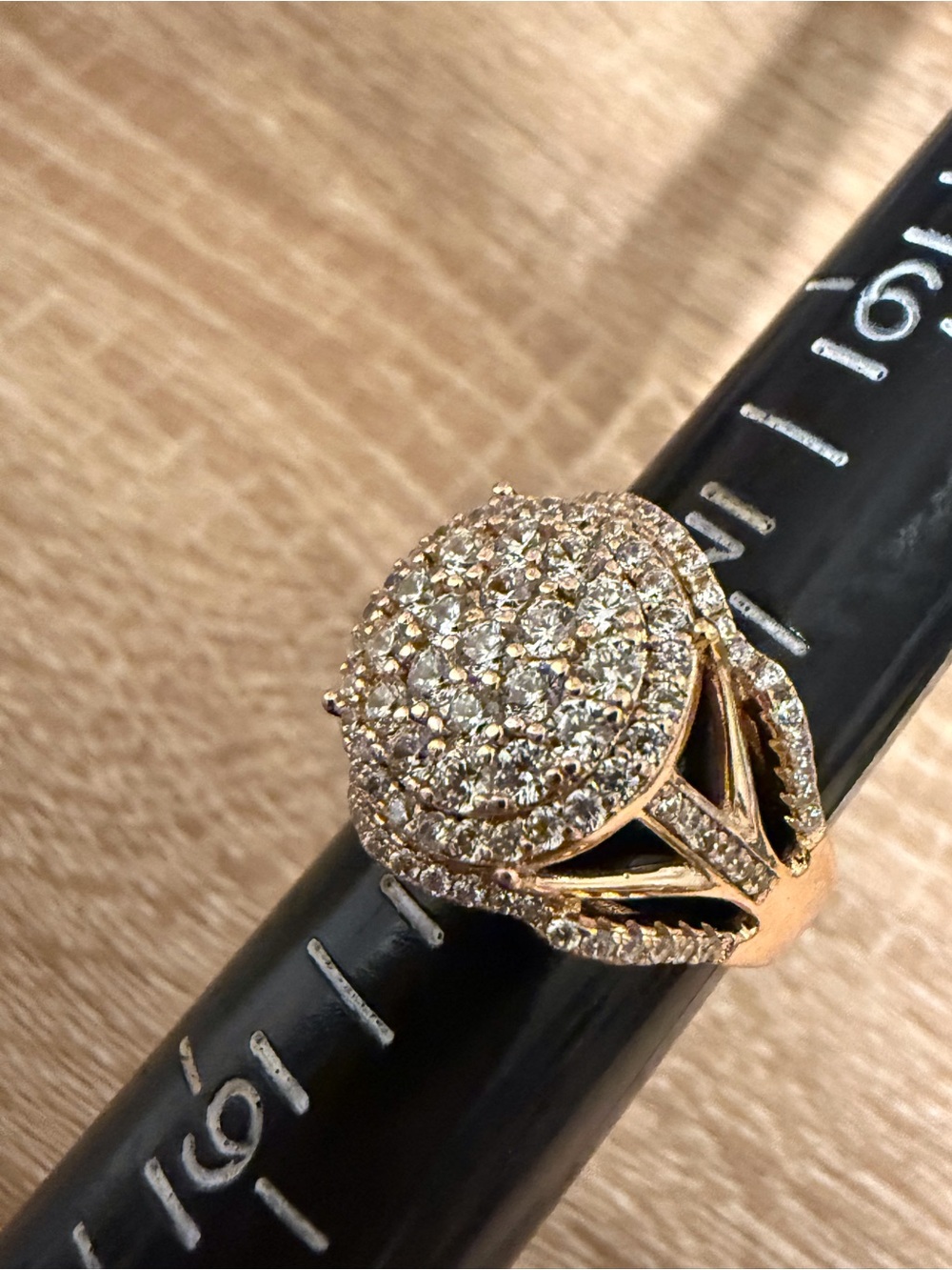 Gold-Tone Cubic Zirconia Cluster Dome Ring - Champagne Gold